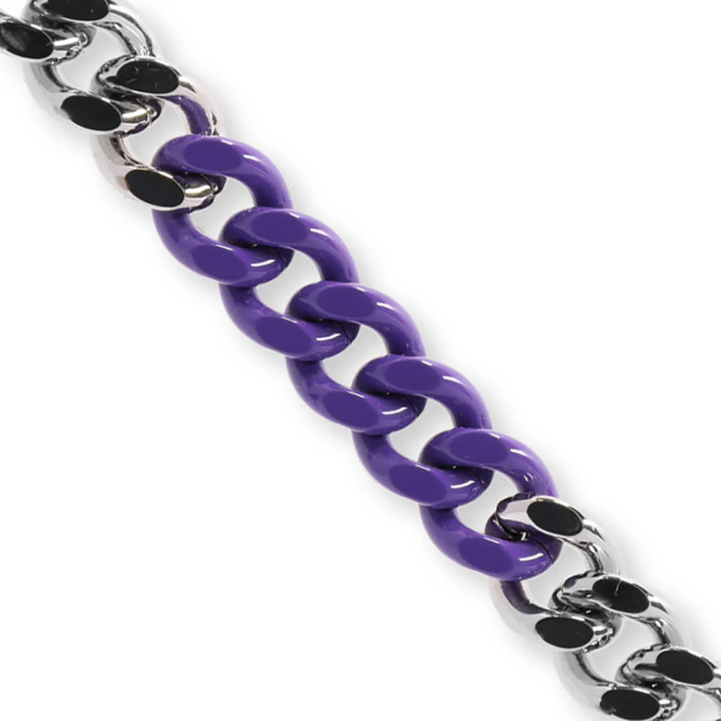 Colored Link Buckle Bracelet - Silver/Purple - Image 3