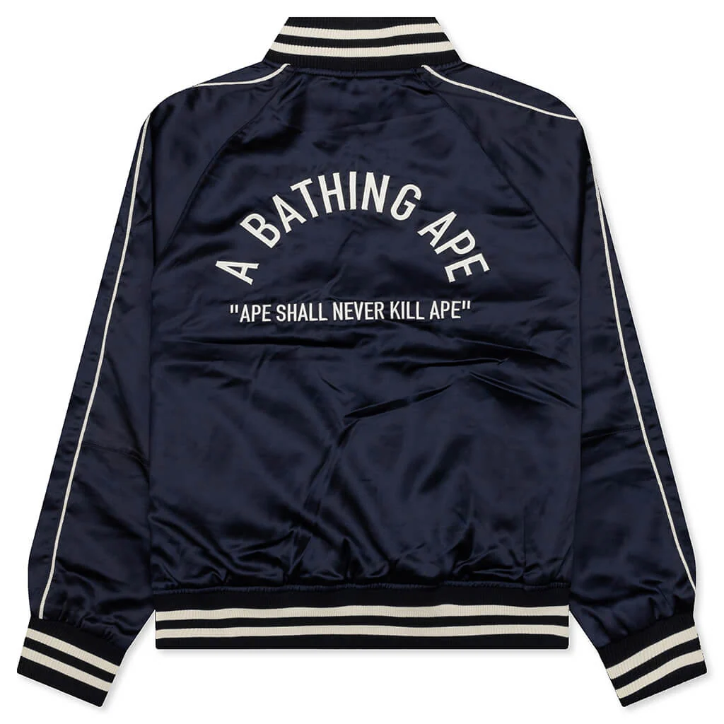 A Bathing Ape Nylon Varsity Jacket - Navy - Image 2