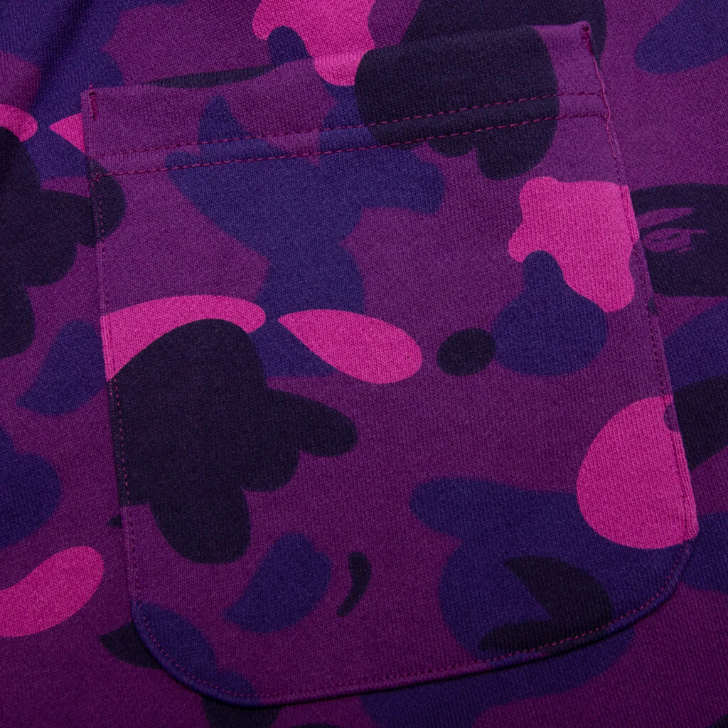 Color Camo Cutting Sweat Shorts - Purple - Image 5