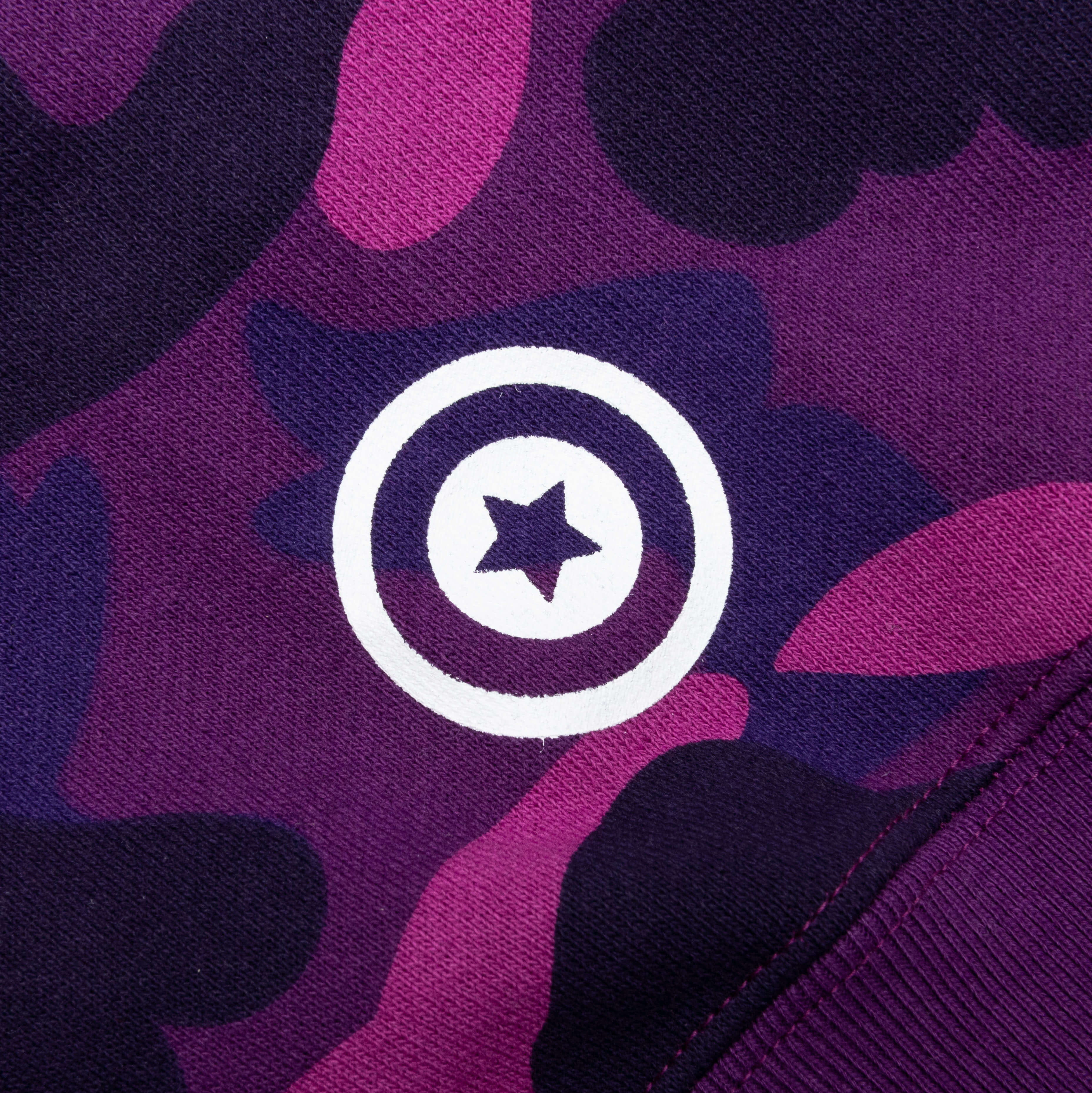Color Camo Embroidery Shark Crewneck - Purple - Image 5