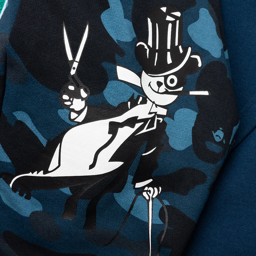 Color Camo Panda Full Zip Hoodie - Navy - Image 4