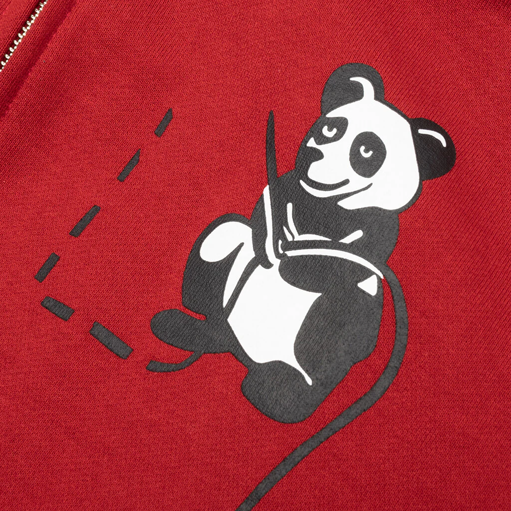 Color Camo Panda Full Zip Hoodie - Red - Image 4