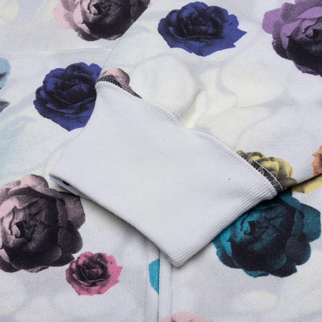 Floral Camo Shark Relaxed Fit Full Zip Hoodie - Ivory - Image 4