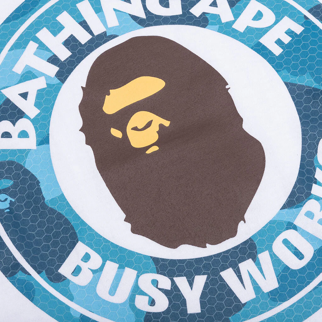 Honeycomb Camo Busy Works Tee - White/Blue - Image 3