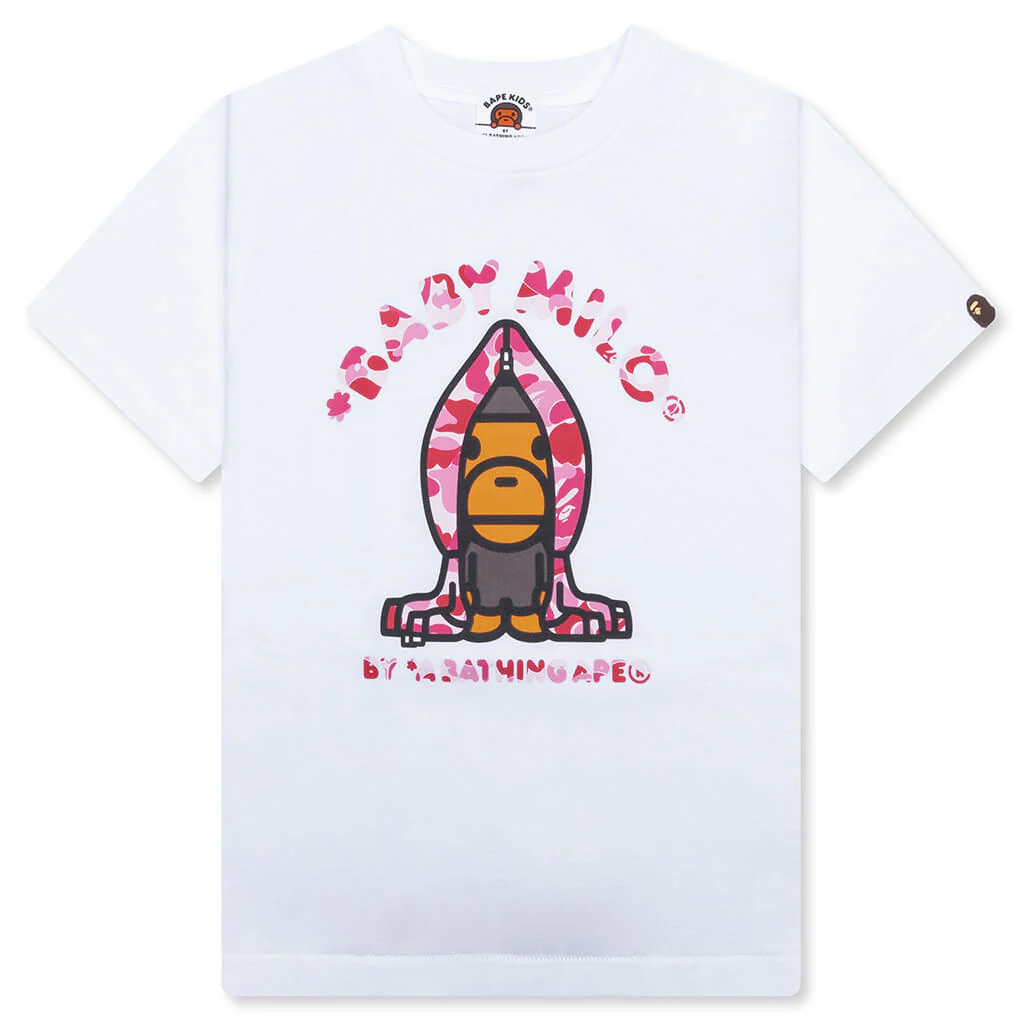 Kid's ABC Camo Milo Hoodie Tee - White/Pink