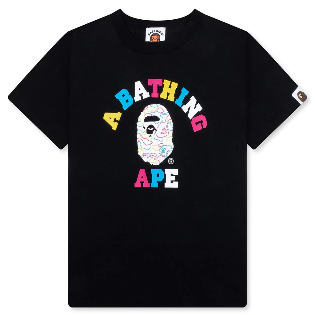 Kid's Neon Camo College Tee - Black