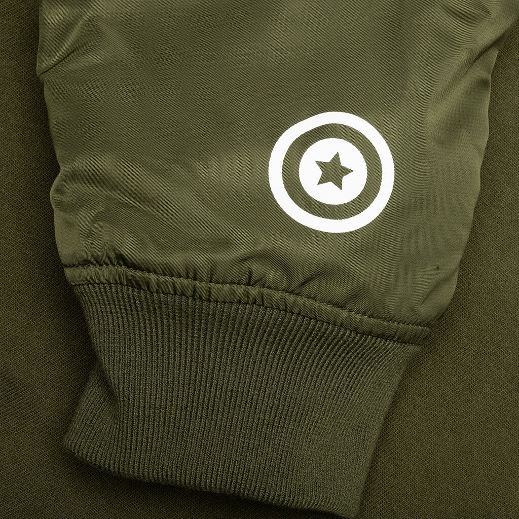 Military Shark Relaxed Fit Full Zip Hoodie - Olive Drab - Image 8