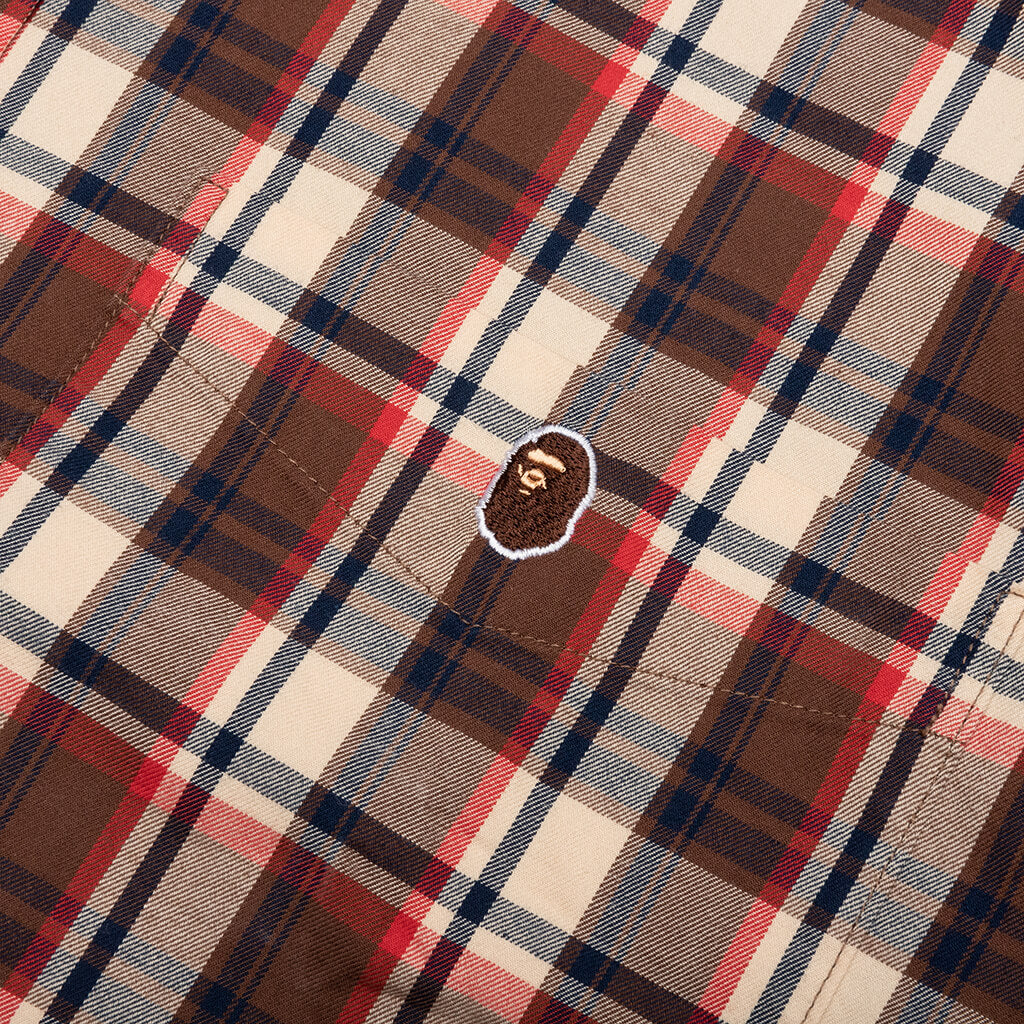 Mini Bape Check Loose Fit Shirt - Red - Image 4