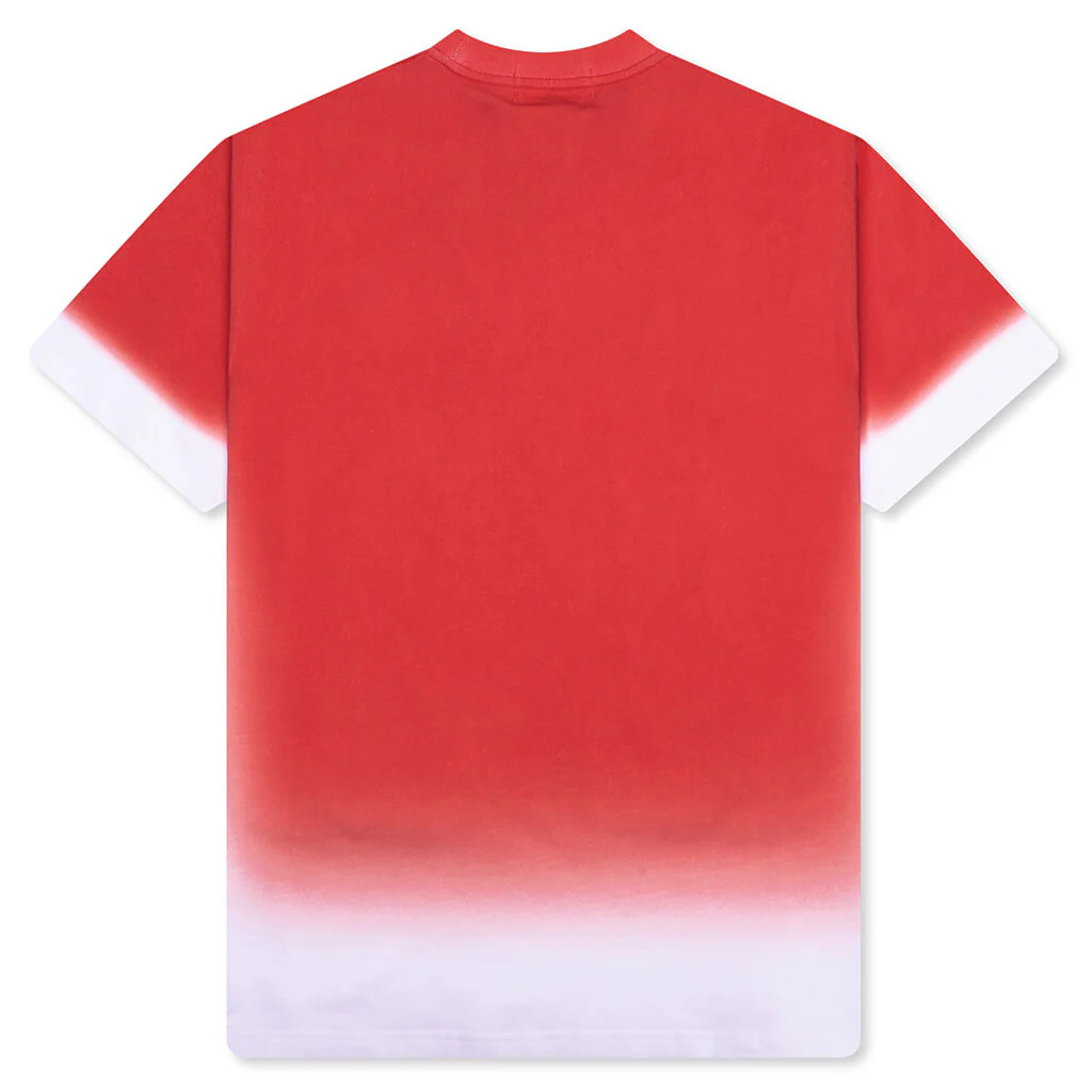Spray Print Bathing Ape Logo Relaxed Fit Tee - Red - Image 2