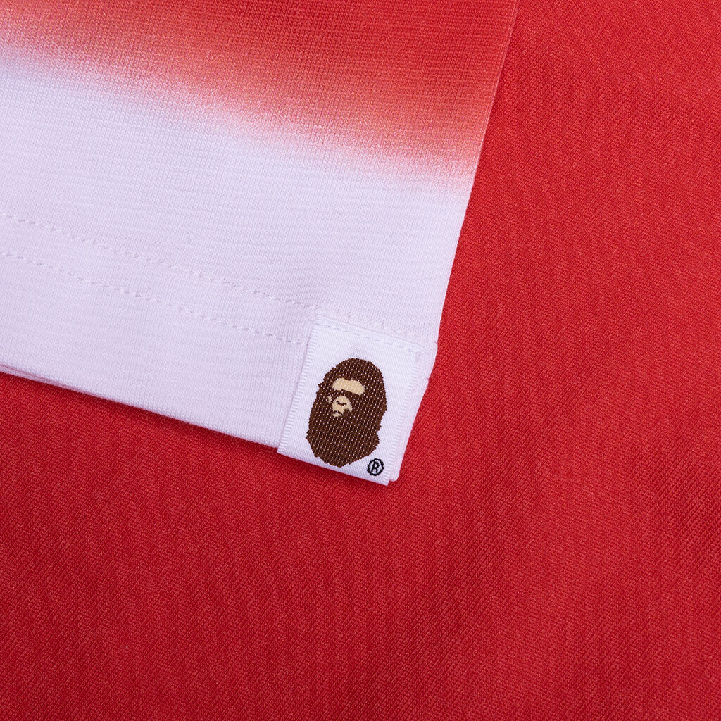 Spray Print Bathing Ape Logo Relaxed Fit Tee - Red - Image 4