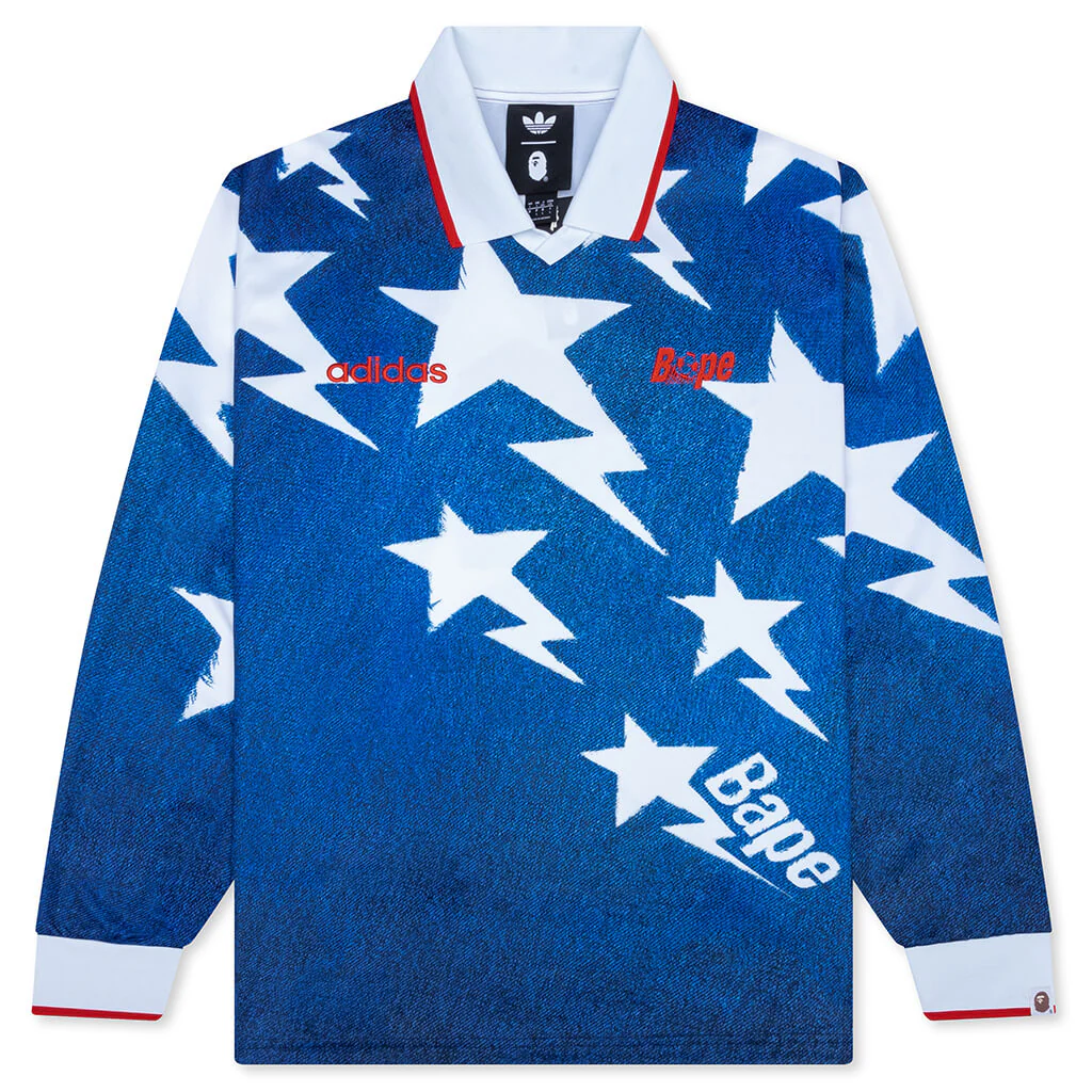Adidas x BAPE L/S Star Jersey - Medium Blue Denim