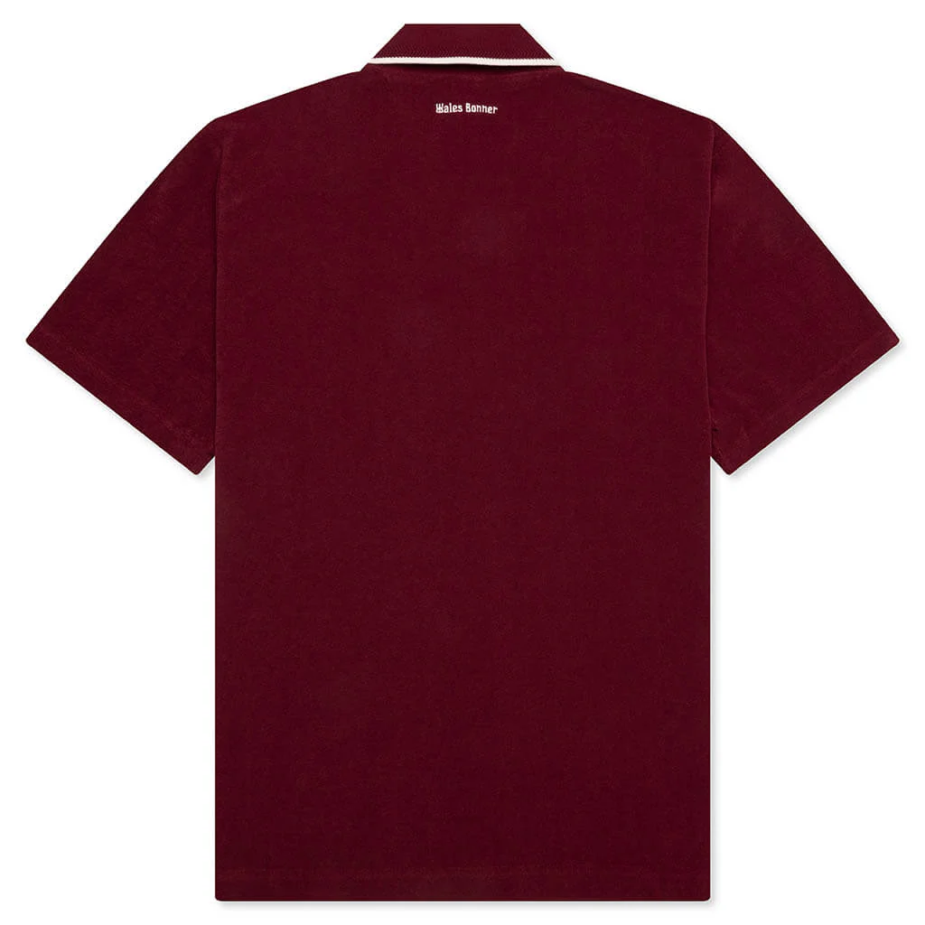 Adidas x Wales Bonner Terry Polo - Collegiate Burgundy - Image 2