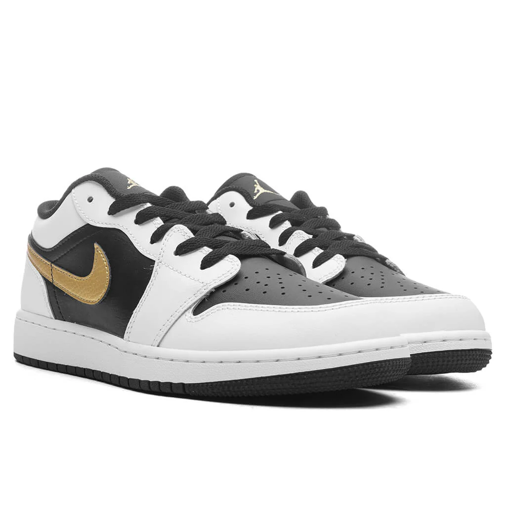 Air Jordan 1 Low (GS) - White/Metallic Gold/Black - Image 2