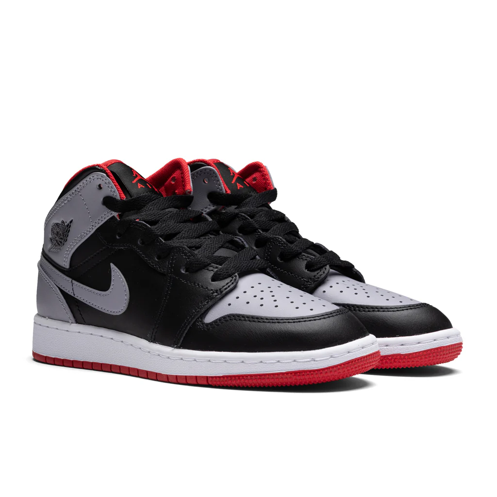 Air Jordan 1 Mid (GS) - Black/Cement Grey/Fire Red - Image 2