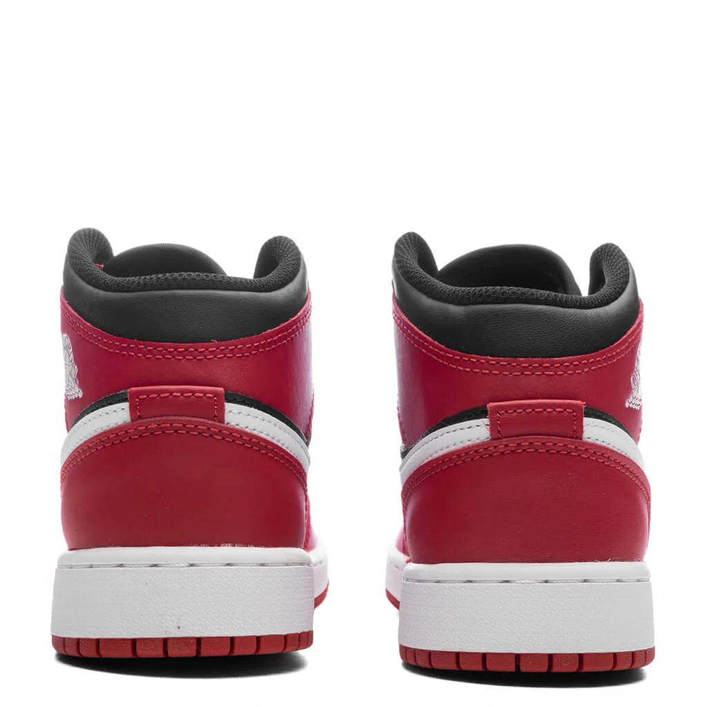 Air Jordan 1 Mid (GS) - Black/White/Gym Red - Image 4