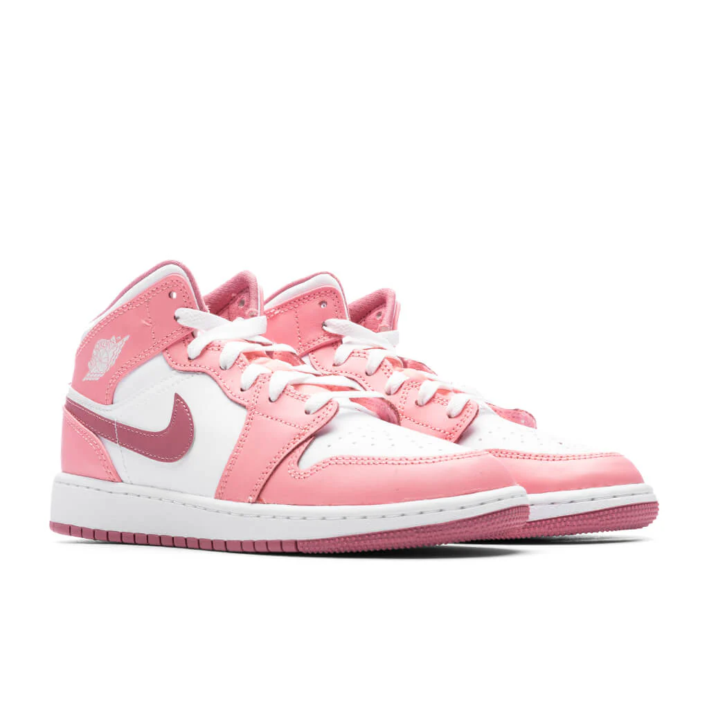 Air Jordan 1 Mid (GS) - Coral Chalk/Desert Berry/White - Image 2