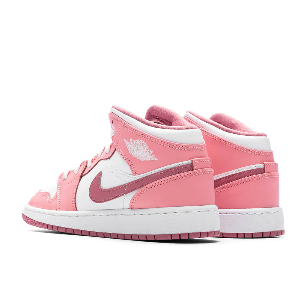 Air Jordan 1 Mid (GS) - Coral Chalk/Desert Berry/White - Image 3
