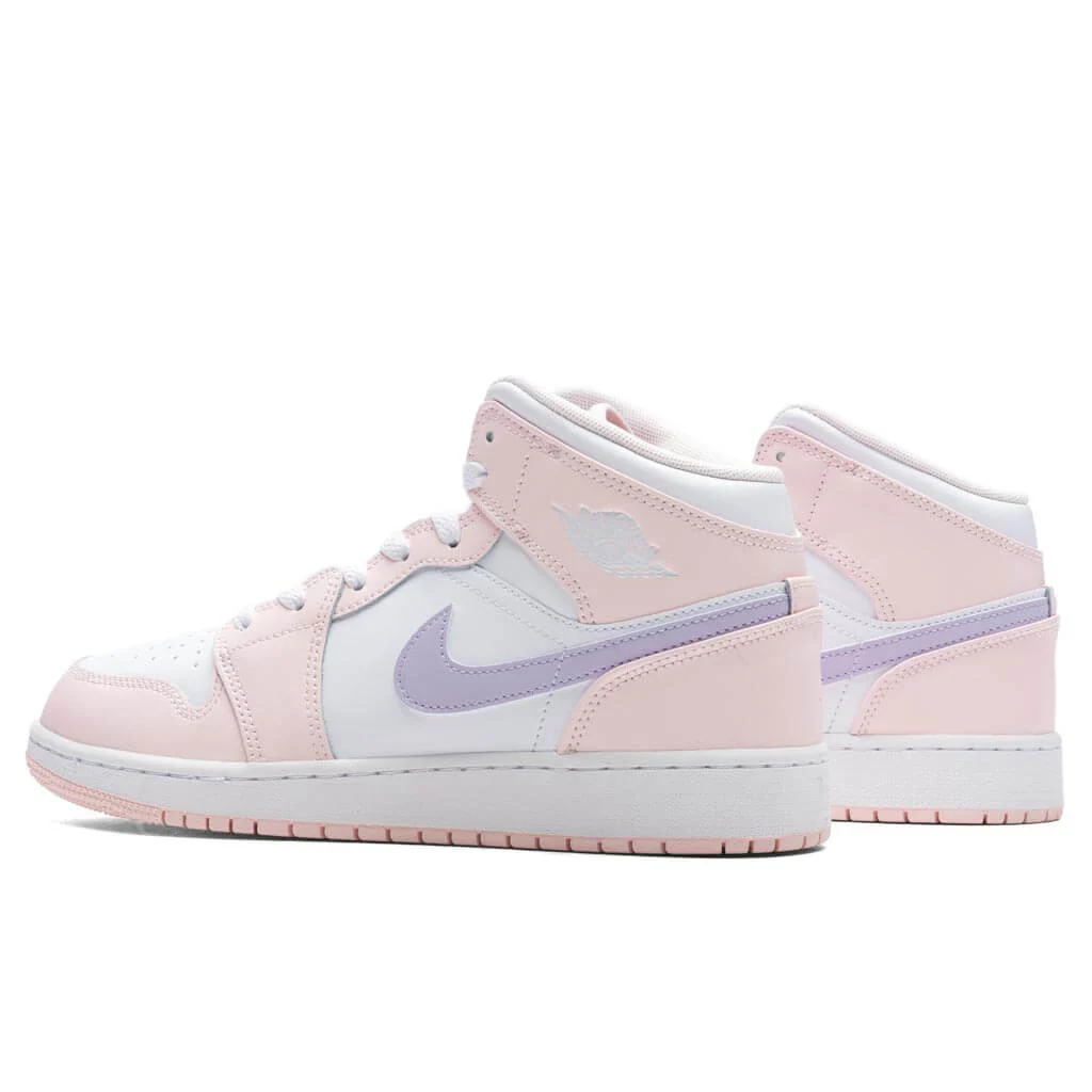 Air Jordan 1 Mid (GS) - Pink Wash/Violet Frost/White - Image 3