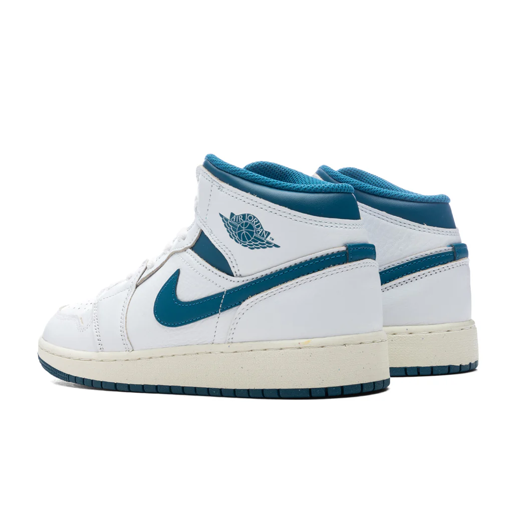 Air Jordan 1 Mid SE (GS) - White/Industrial Blue/Sail - Image 3