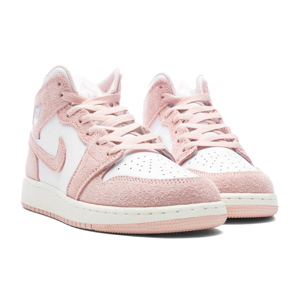 Air Jordan 1 Mid SE (GS) - White/Legend Pink/Sail - Image 2