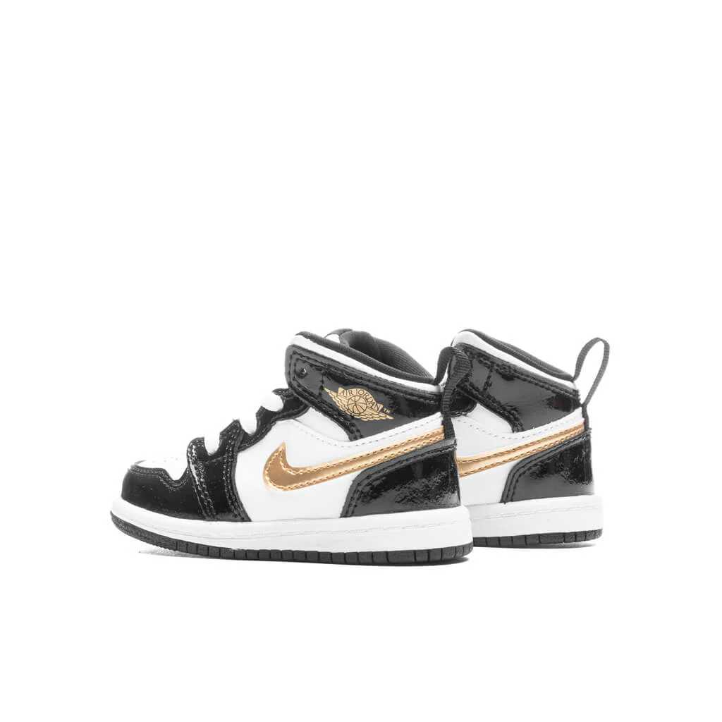 Air Jordan 1 Mid SE (TD) 'Black Gold' - Black/Metallic Gold/White - Image 3