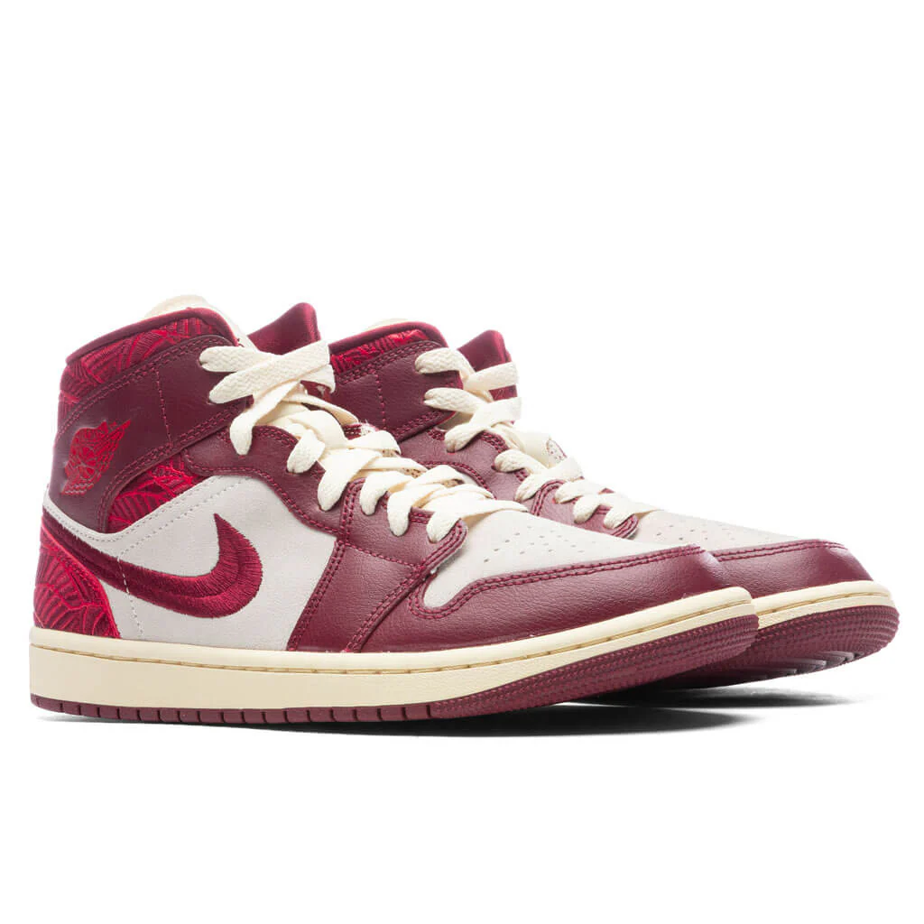 Women's Air Jordan 1 Mid SE Tiki Leaf - Team Red/University Red/Muslin - Image 2