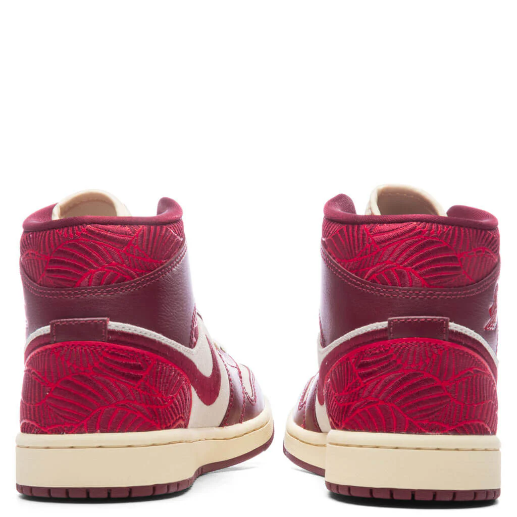Women's Air Jordan 1 Mid SE Tiki Leaf - Team Red/University Red/Muslin - Image 4