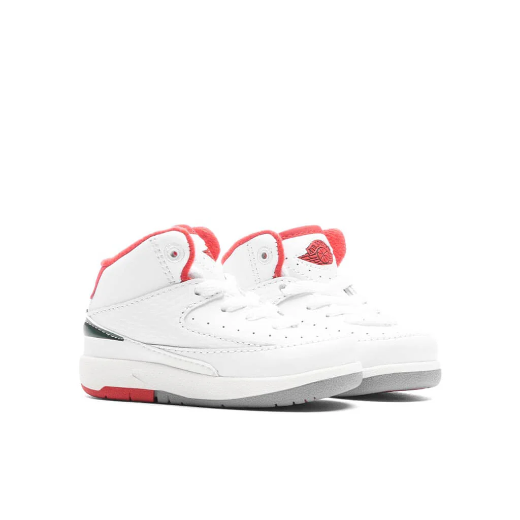 Air Jordan 2 Retro (TD) 'Italy' - White/Fire Red/Fir - Image 2