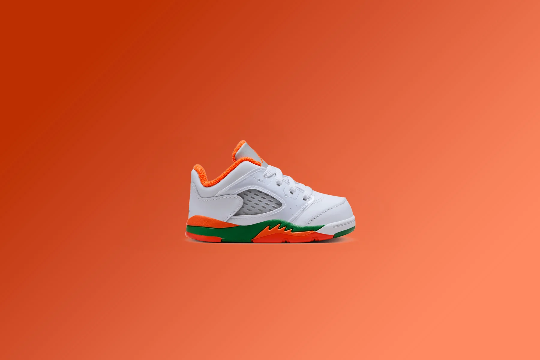 Air Jordan 5 Retro Low (TD) - Football Grey/Brilliant Orange/Pine Green - Image 5