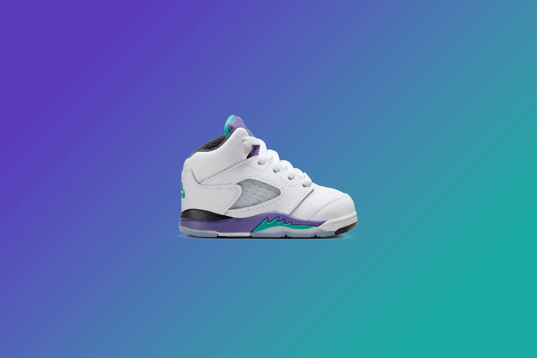 Air Jordan 5 Retro OG 'Grape' (TD) - White/New Emerald/Grape - Image 5