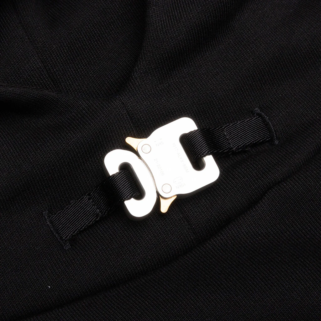 Metal Buckle Collar Hoodie - Black - Image 3