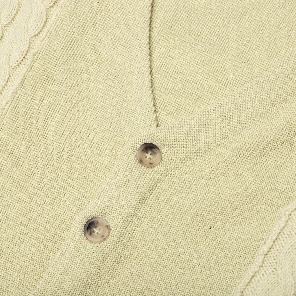 Contrast Panel Wool Cardigan - Ivory/Black - Image 3