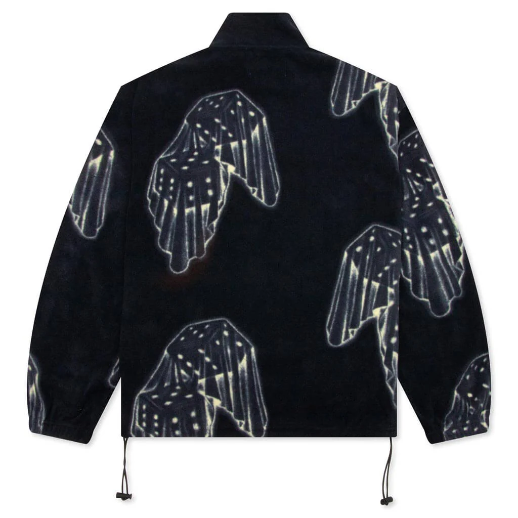 Dice Print Fleece Quarter Zip Pullover - Black/Cream - Image 2