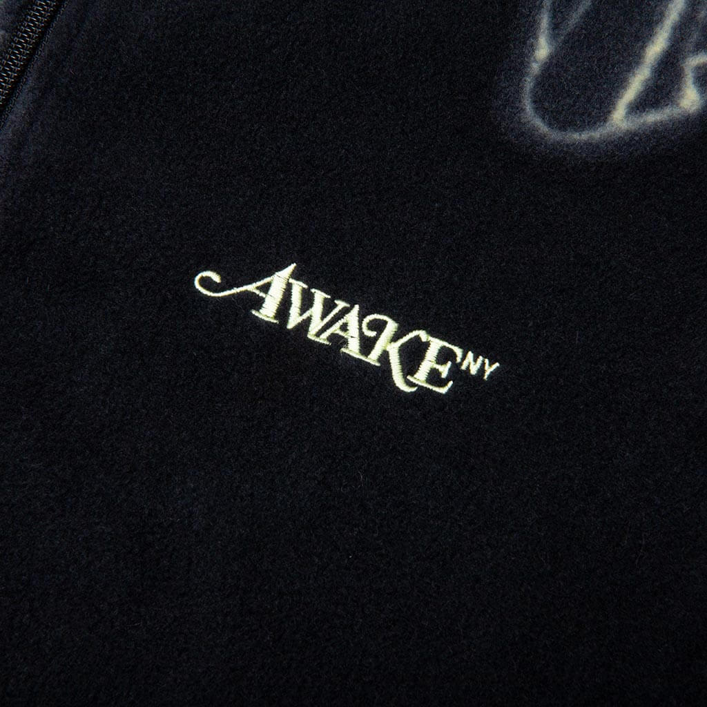 Dice Print Fleece Quarter Zip Pullover - Black/Cream - Image 3