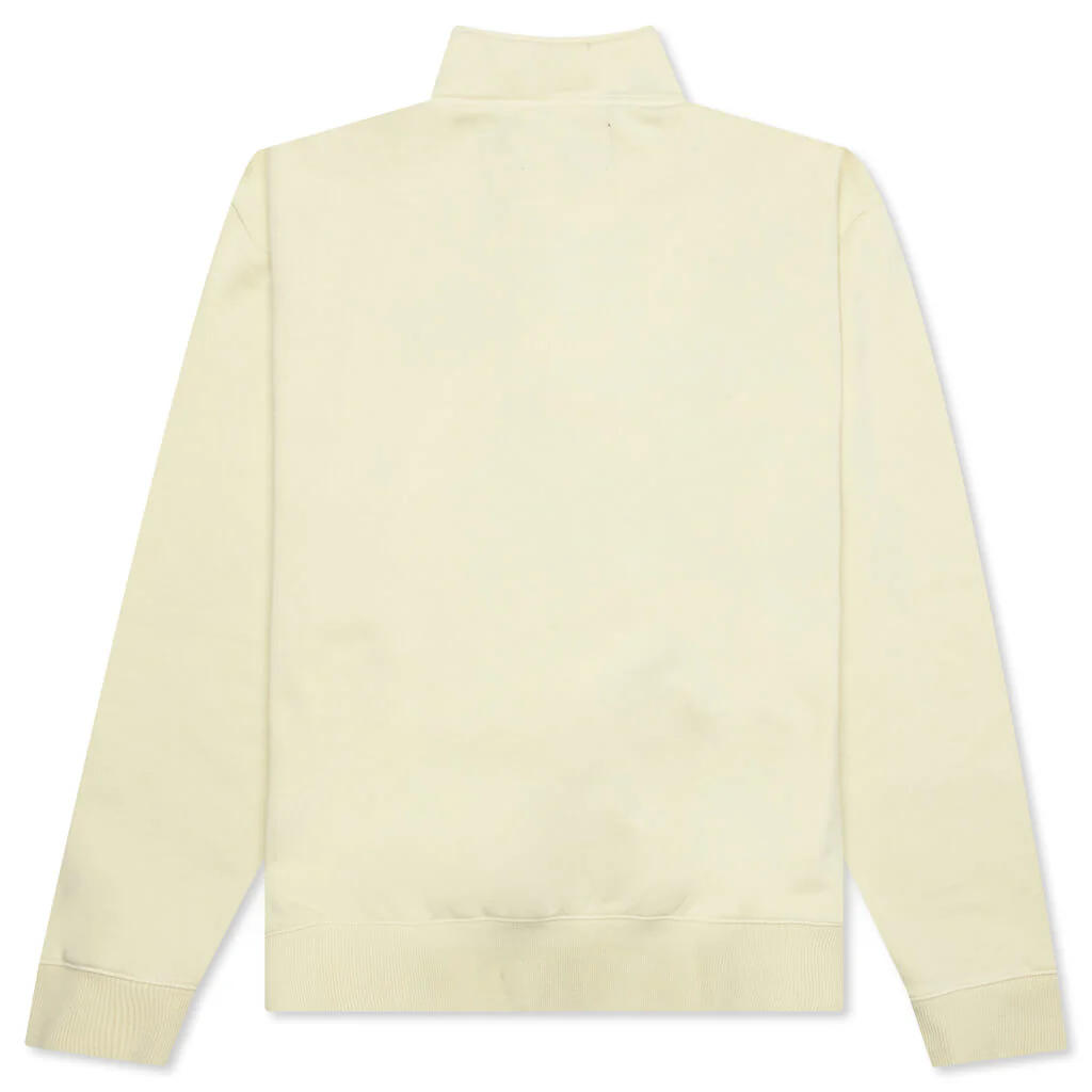 Embroidered Logo Quarter Zip Sweatshirt - Ivory - Image 2