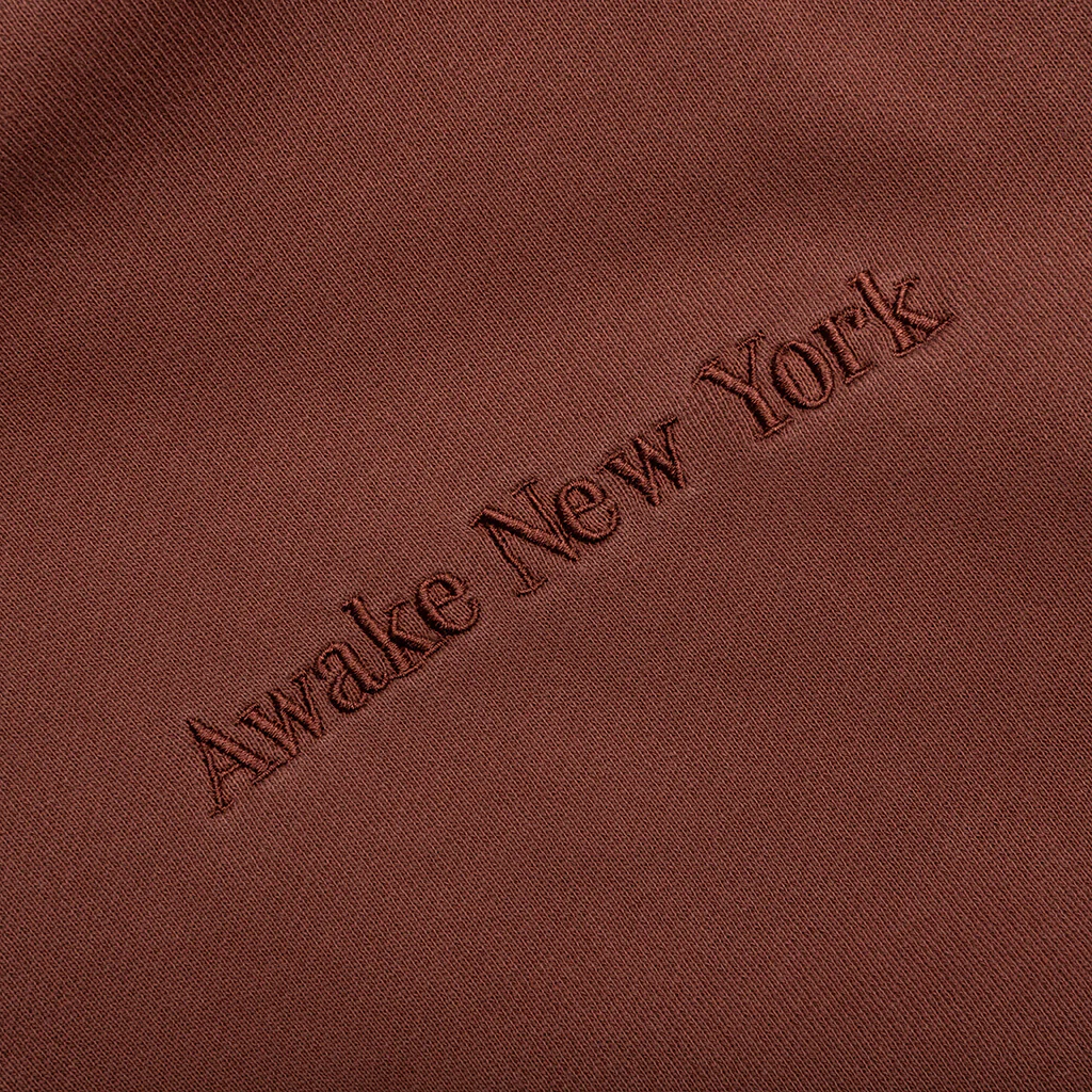 Embroidered Logo Quarter Zip Sweatshirt - Mauve - Image 3