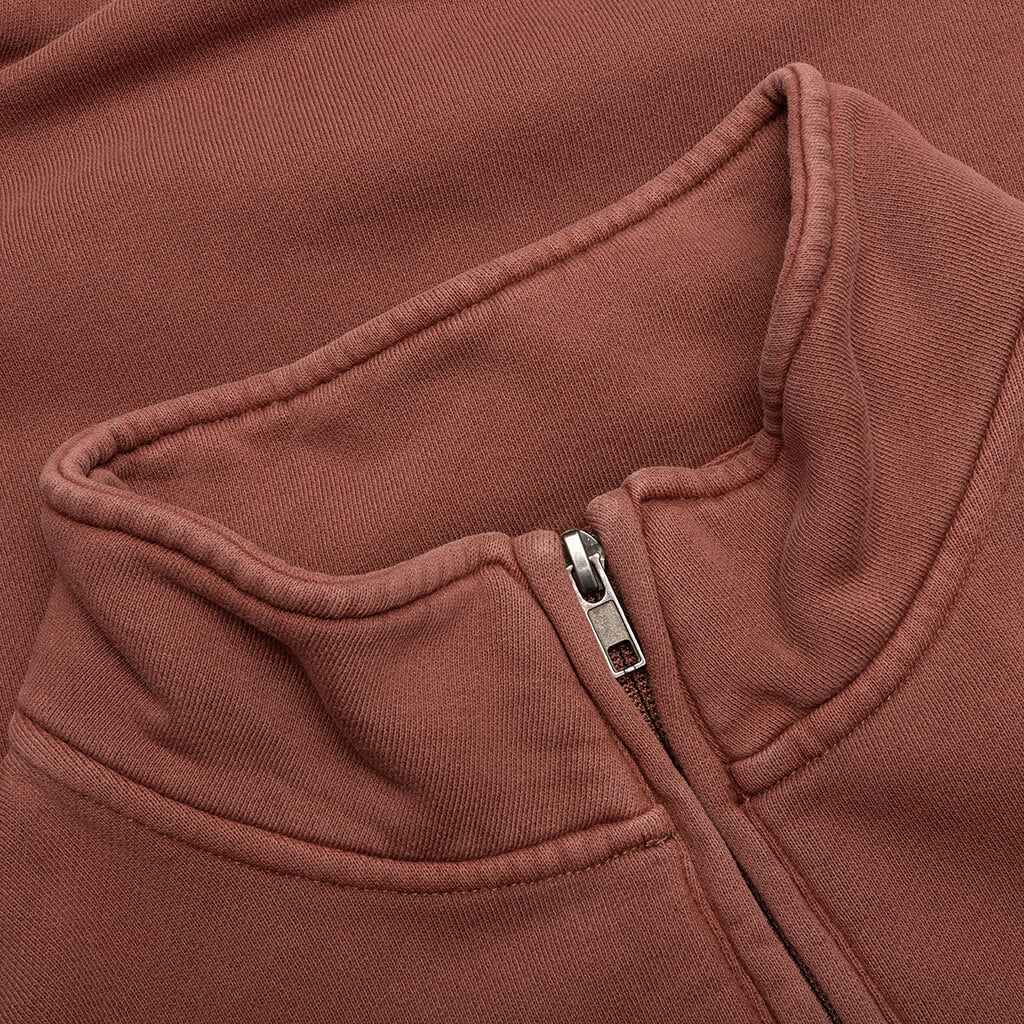 Embroidered Logo Quarter Zip Sweatshirt - Mauve - Image 4