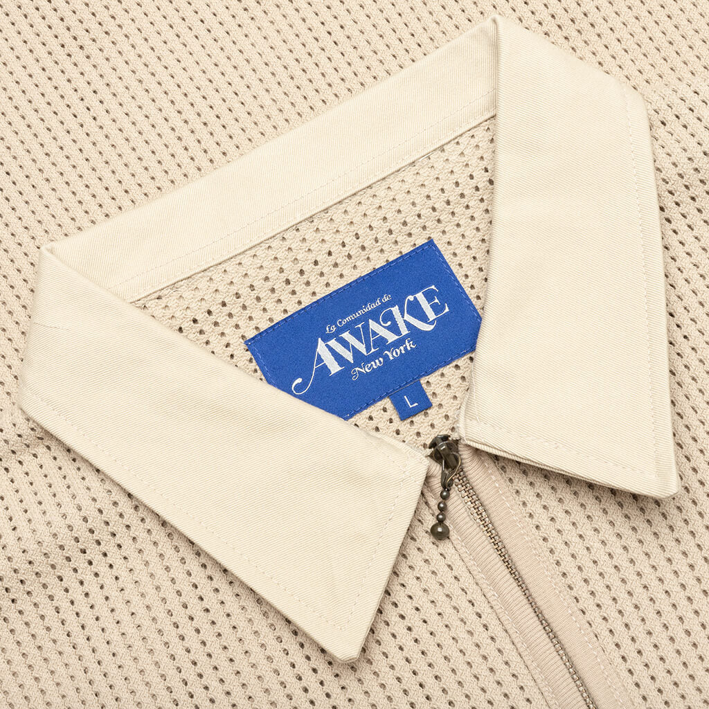 Open Knit Embroidered Polo - Cream - Image 4