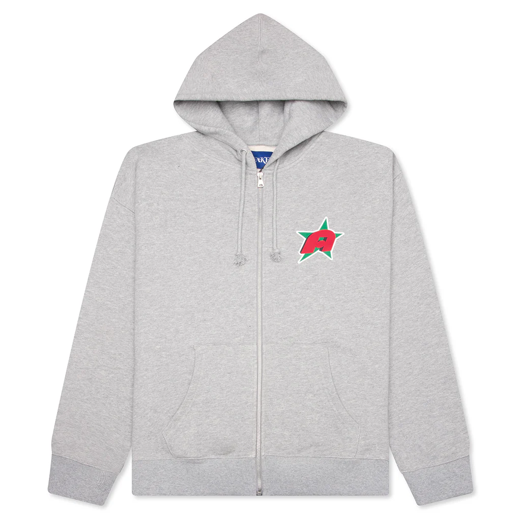 Star A Zip Up Hoodie - Heather Grey