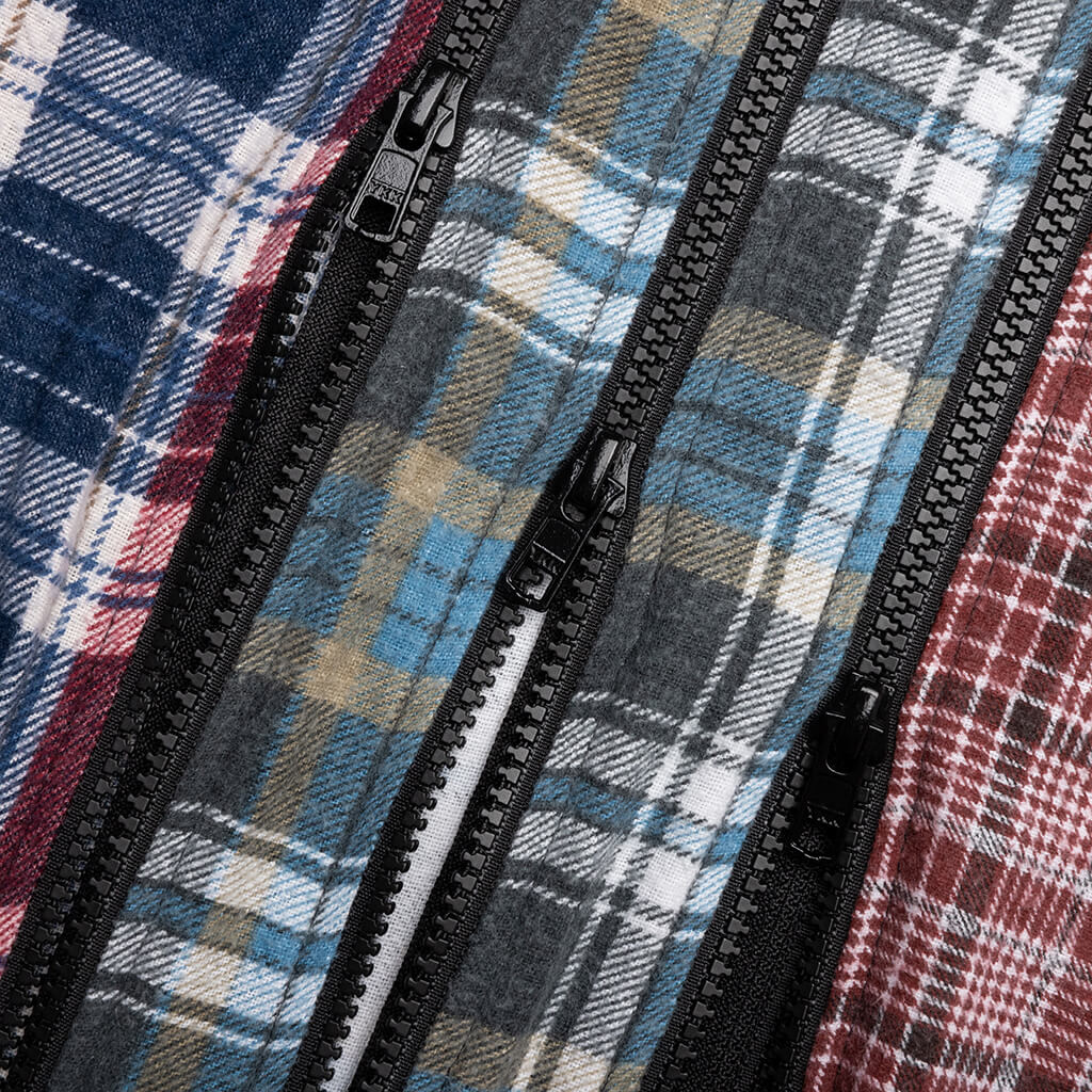 Flannel Shirt 7 Cuts Zipped Wide Shirt - Assorted - Image 3