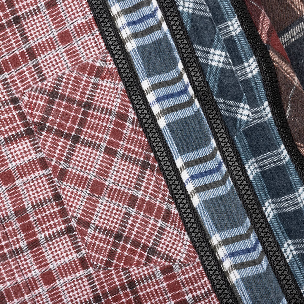 Flannel Shirt 7 Cuts Zipped Wide Shirt - Assorted - Image 4