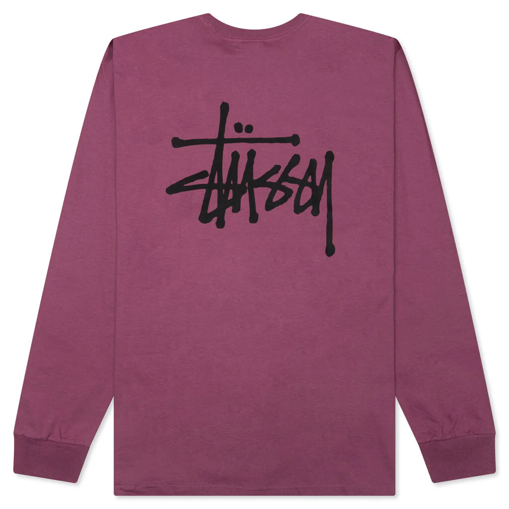 Basic Stussy L/S Tee - Berry - Image 2