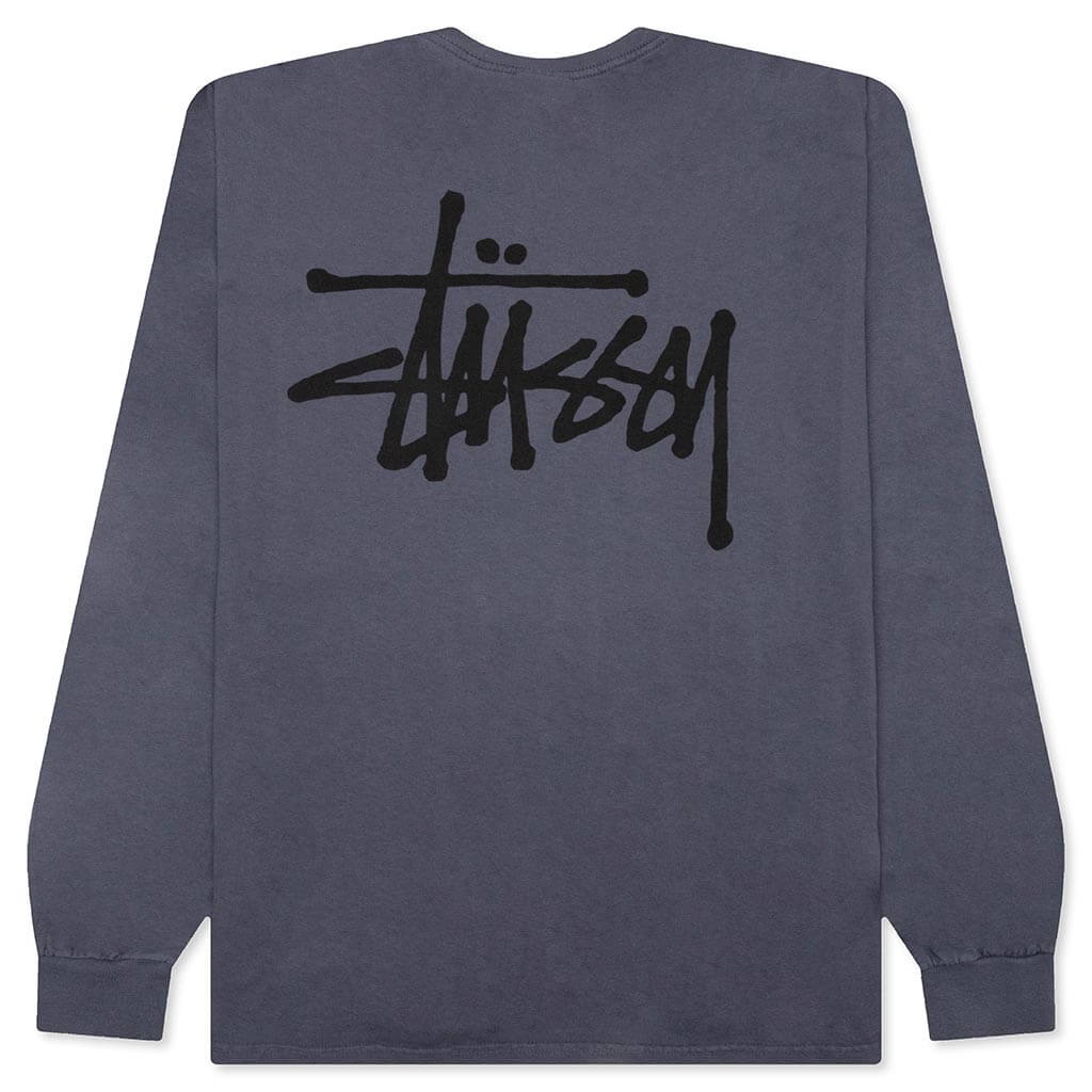 Basic Stussy Pigment Dyed L/S Tee - Indigo - Image 2