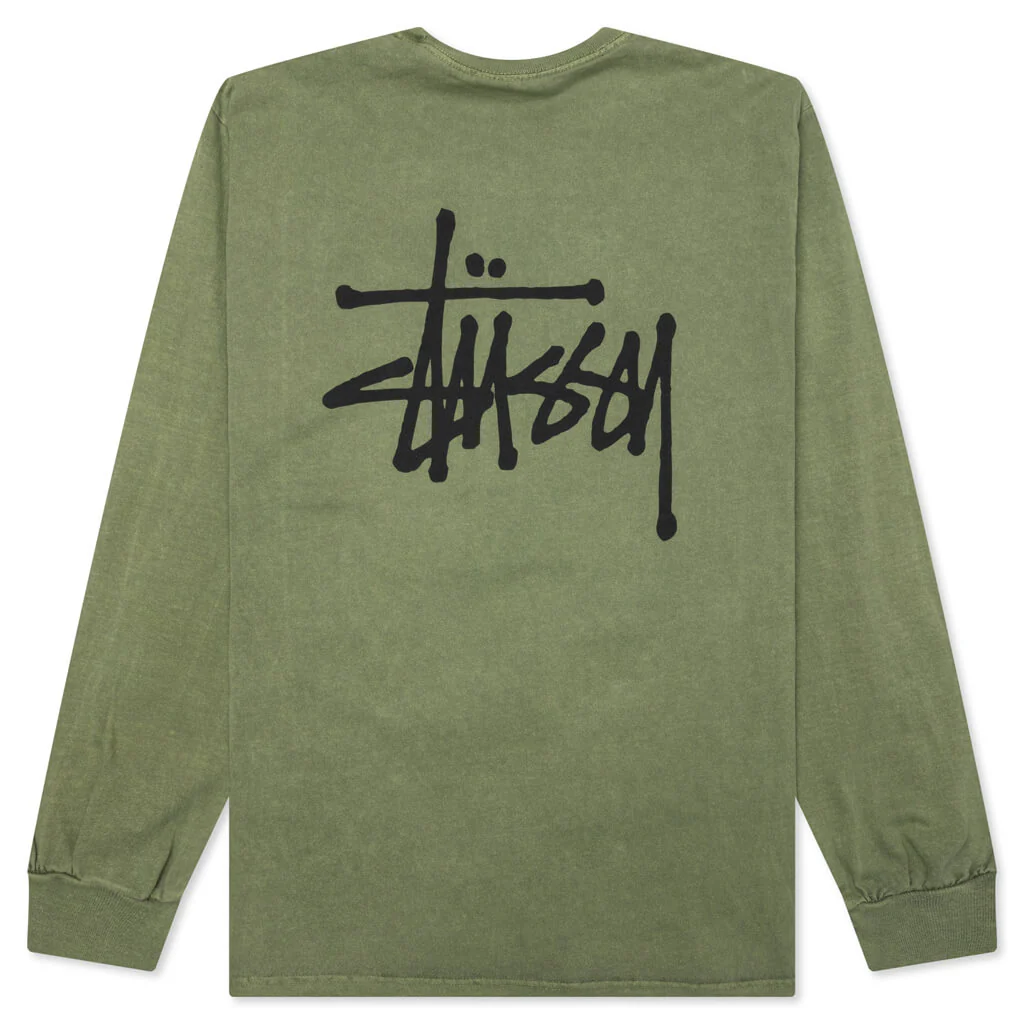 Basic Stussy Pig. Dyed L/S Tee - Olive - Image 2