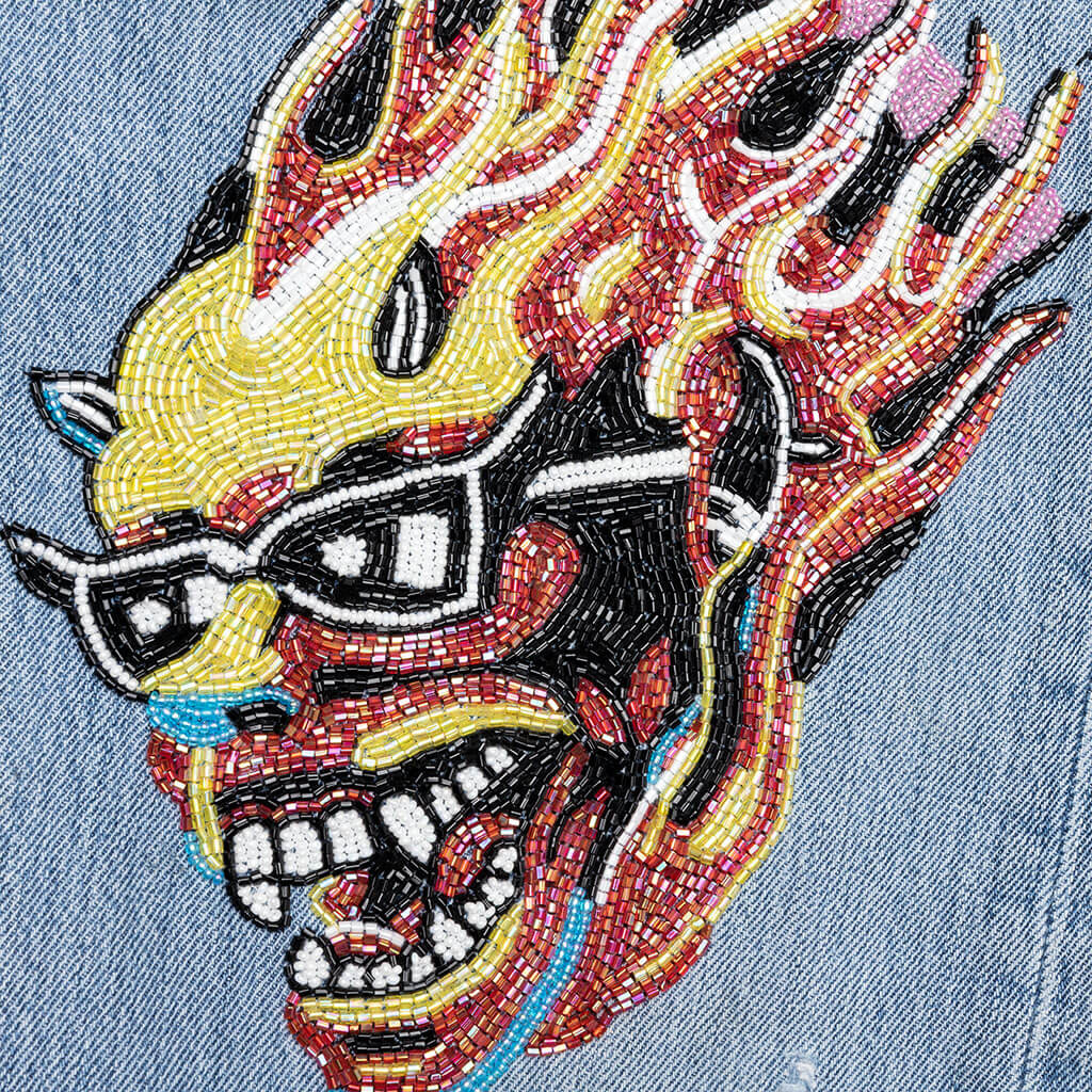 Sham Hand-Beaded Double-Wide Denim - Indigo - Image 3