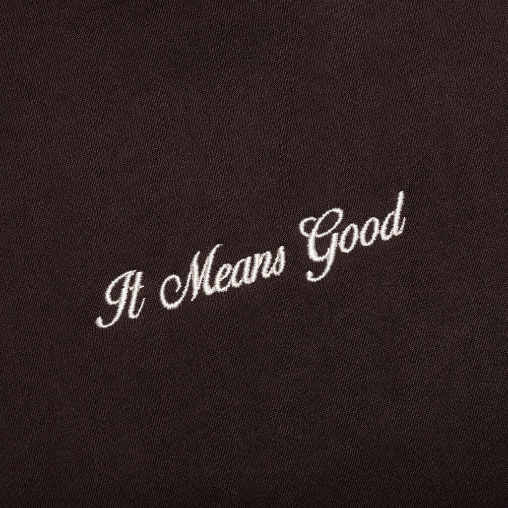 Embroidery Script Logo Crewneck Sweater - Chocolate/Creme - Image 3