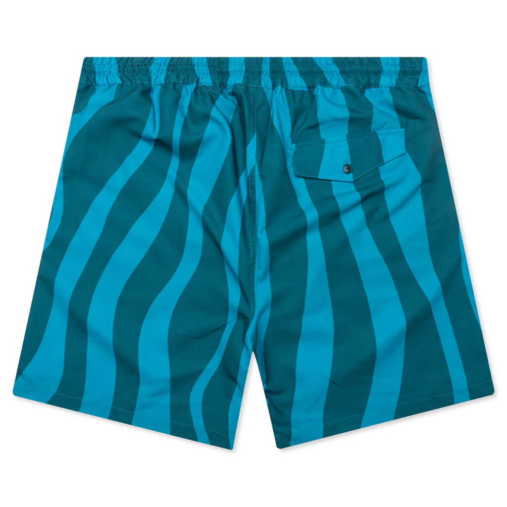 Aqua Weed Waves Swim Shorts - Greek Blue/Teal - Image 2