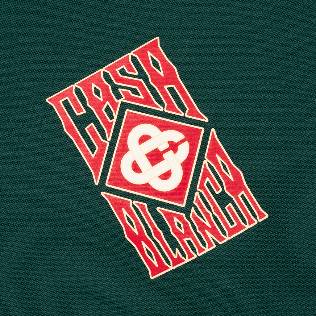 Gothic Stacked Logo Printed Hoodie - Green - Image 4