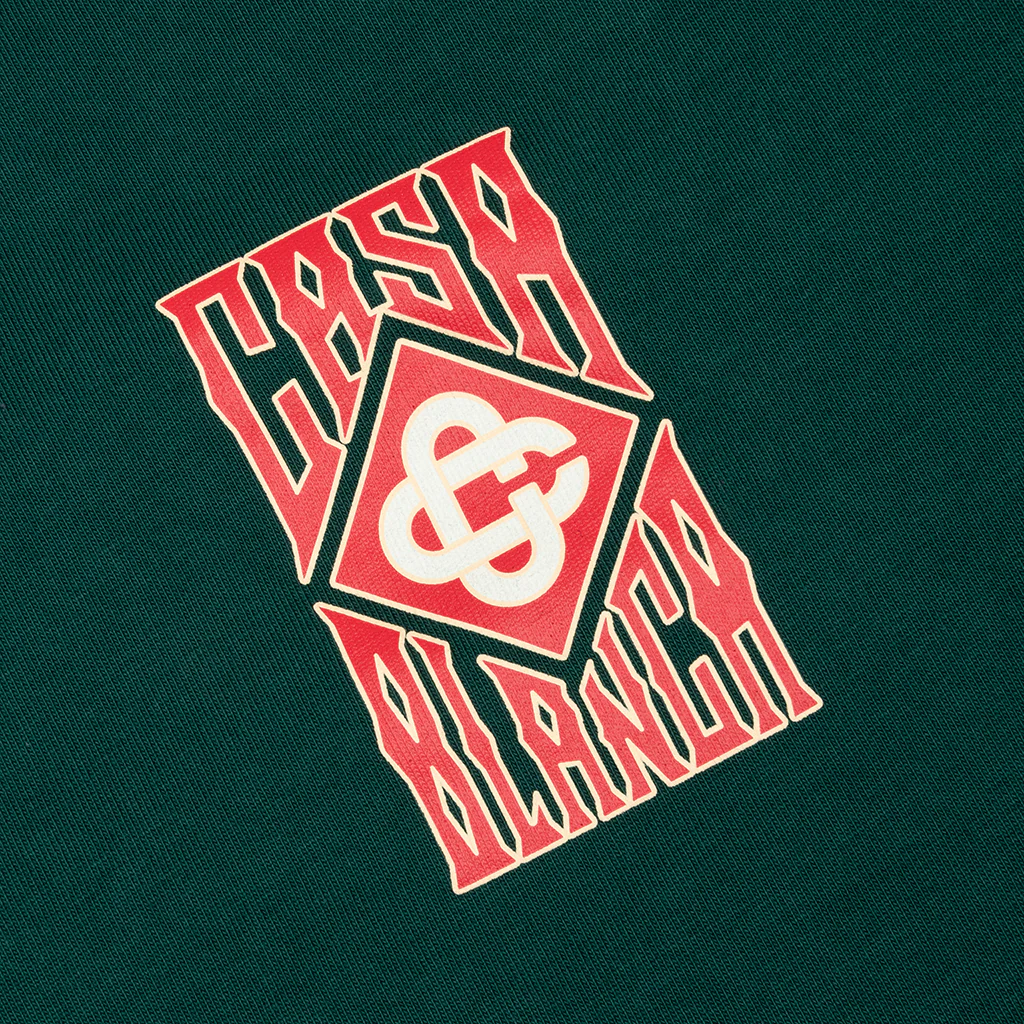 Gothic Stacked Logo Screen Printed T-Shirt - Green - Image 3