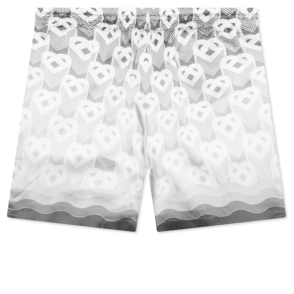 Gradient Heart Monogram Drawstring Shorts - Grey - Image 2